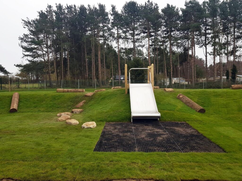 A slide in a playground at Lakeside Park in Lincolnshire