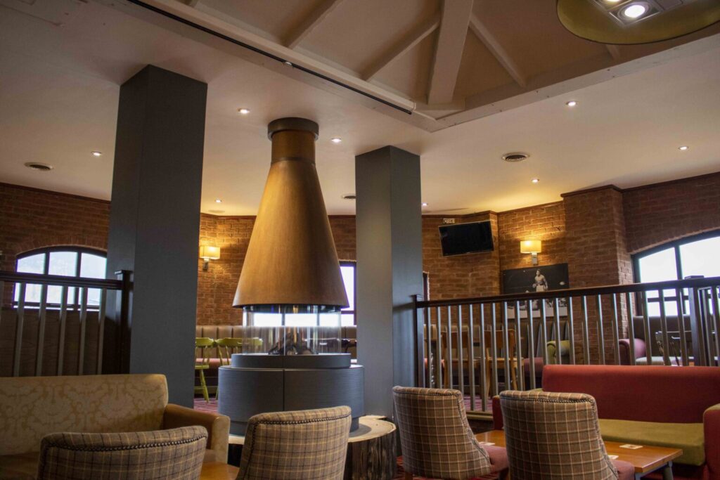 The waterfront club at lakeside park with modern design and comfy armchairs