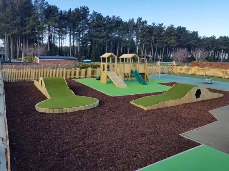 Lakeside Park play ground with play hills and climbing apparatus