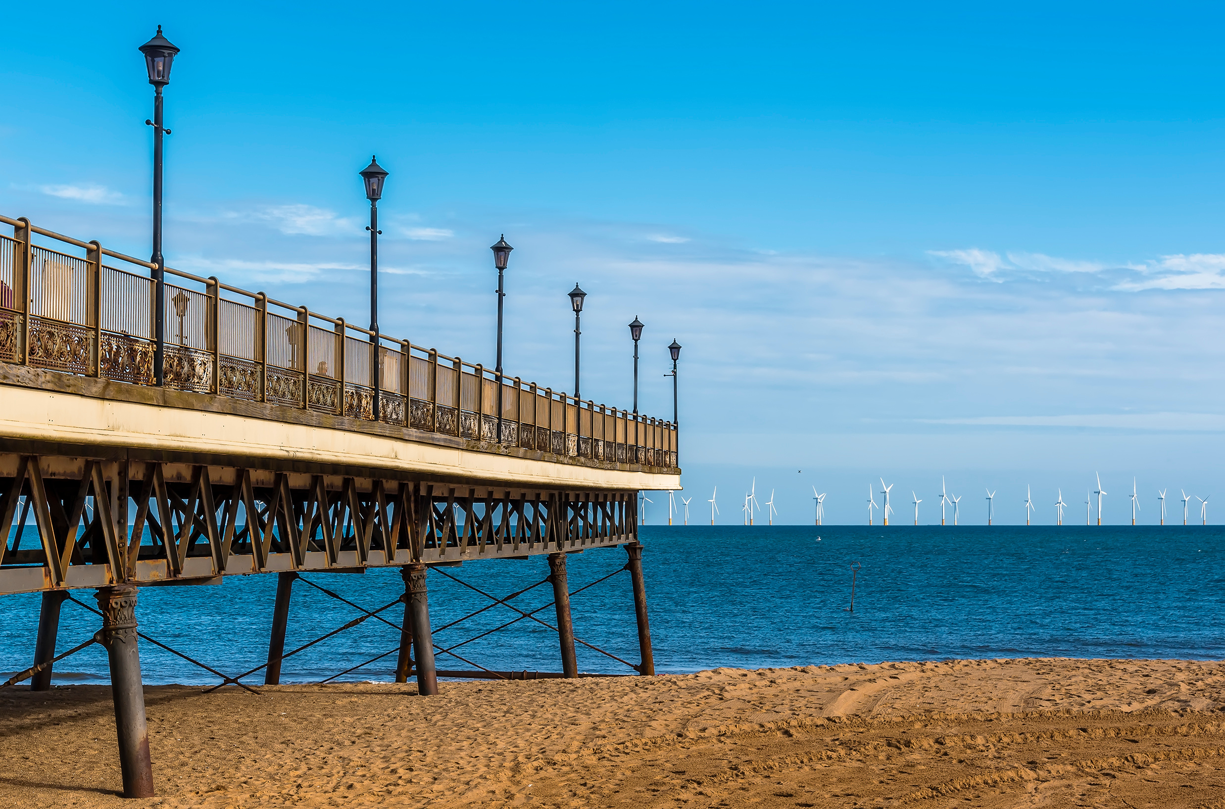 sandy Skegness beach with pier